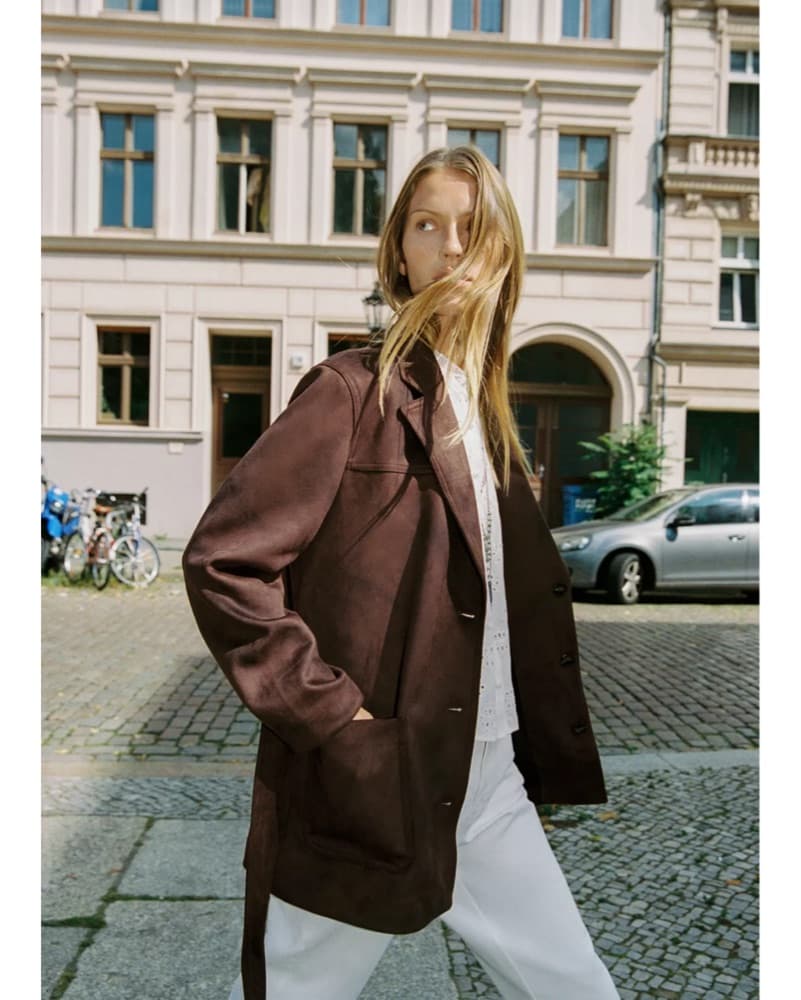 Chic Suede Belted Trench Coat - Image 3