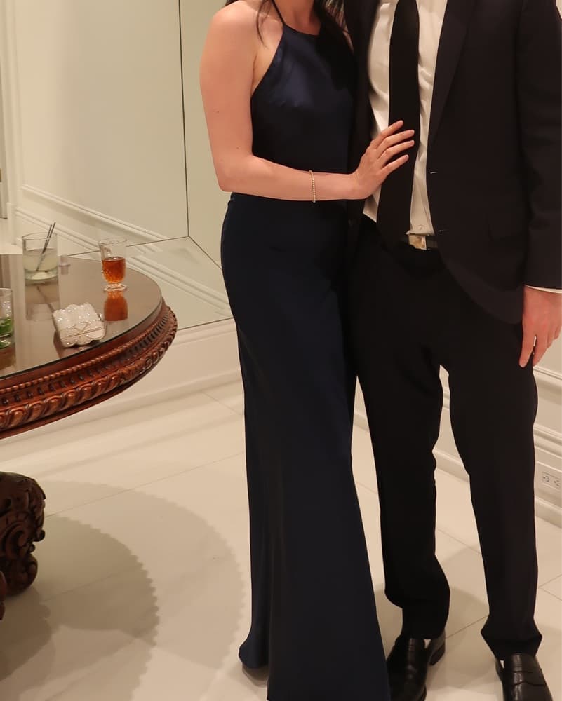 Reformation Jeany Silk Blue Dress - Image 4