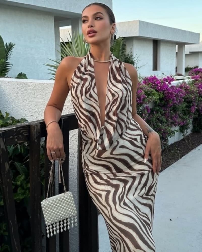 Captivating Zebra-Inspired Maxi Dress - Image 1