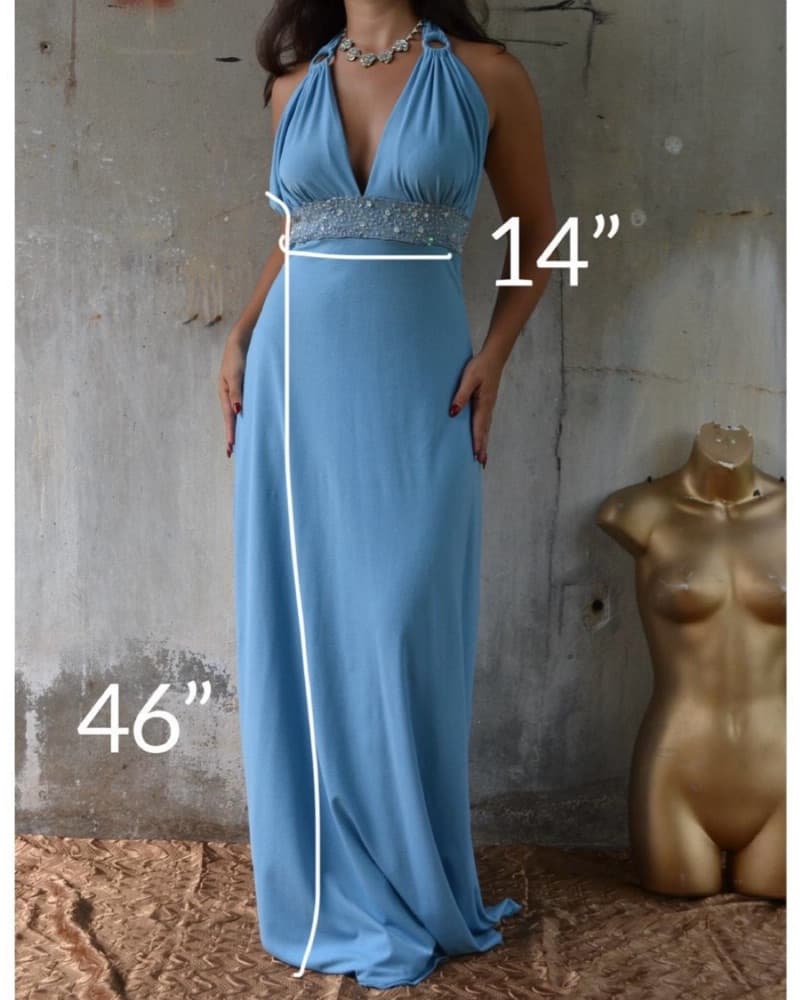 Beaded blue halter dress - Image 5