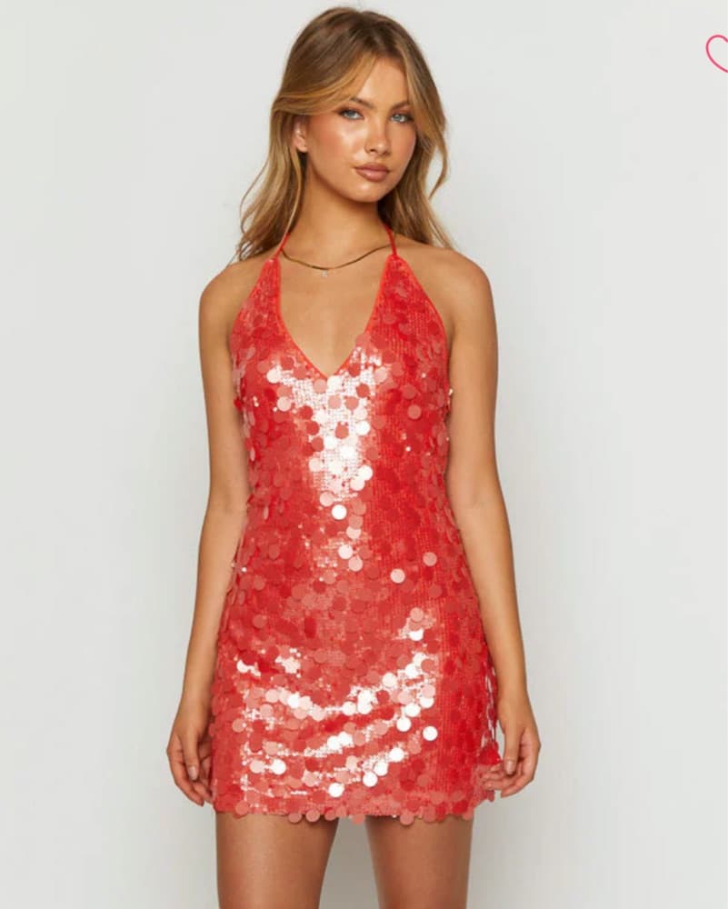 Orange Sequin Mini Dress - Image 2