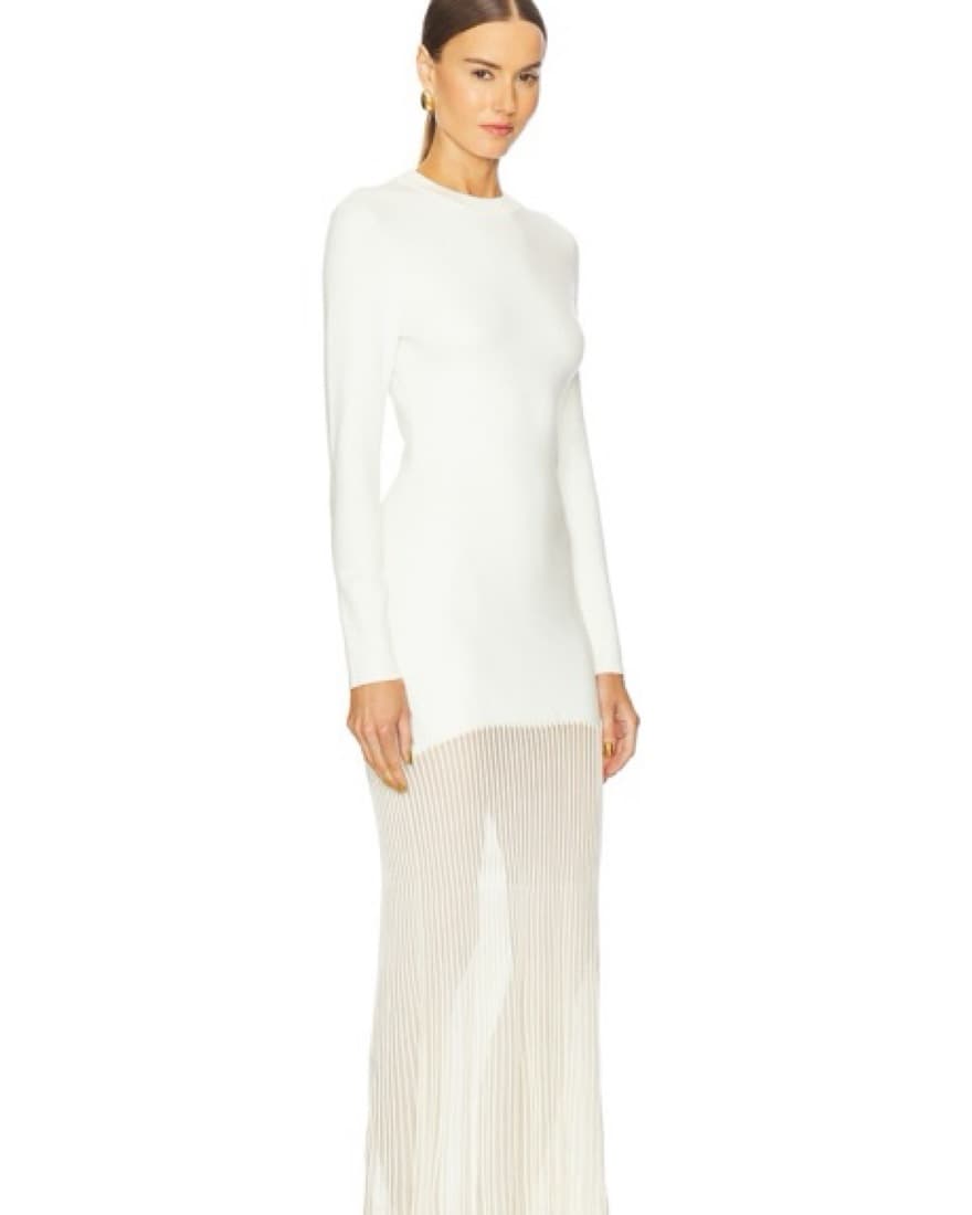 Elegant White Pleated Maxi Dress - Image 2