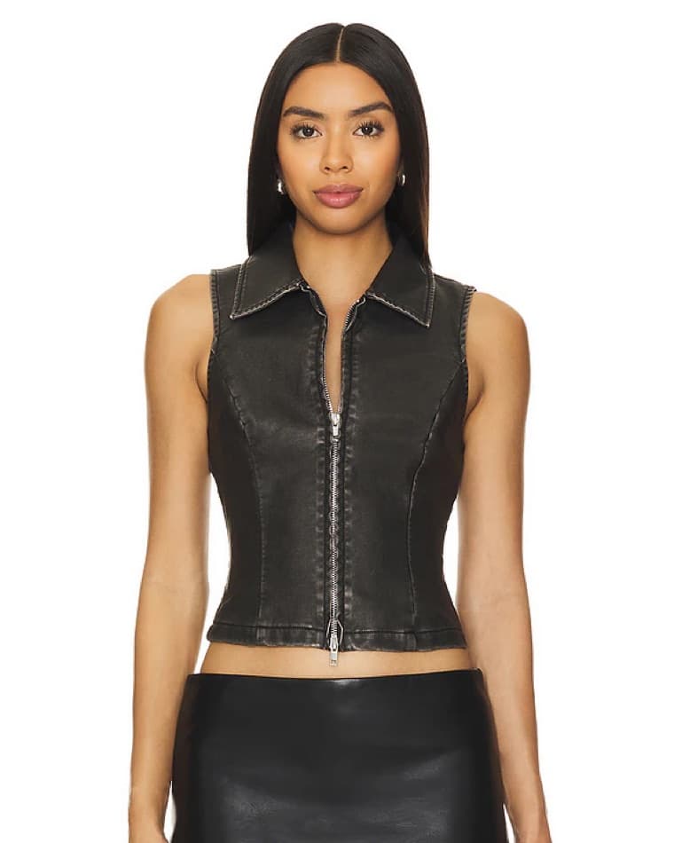 Sleeveless Moto Leather Jacket Vest - Image 1