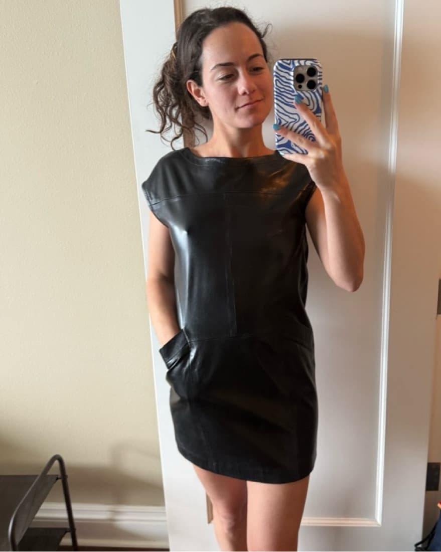 Sleek Leather Mini Dress - Image 3