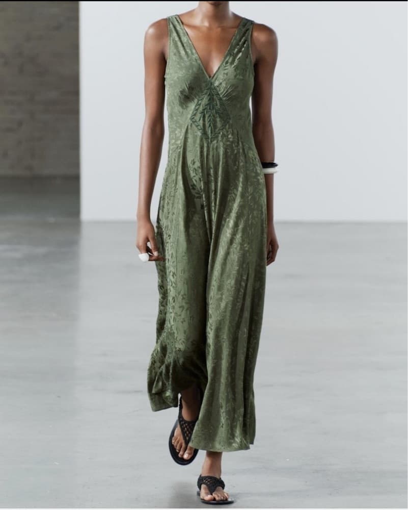 Olive Green Floor Length Dress From Zara - Image 1