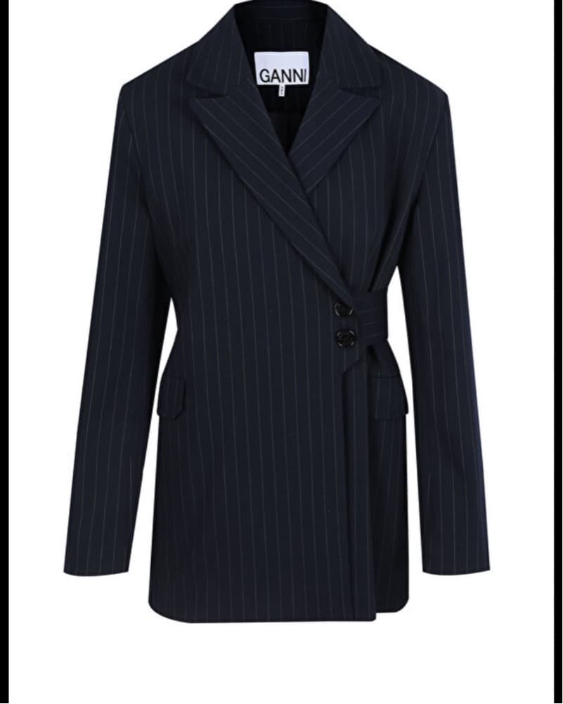 Ganni Blazer Jacket Dress Striped Belted - Image 1