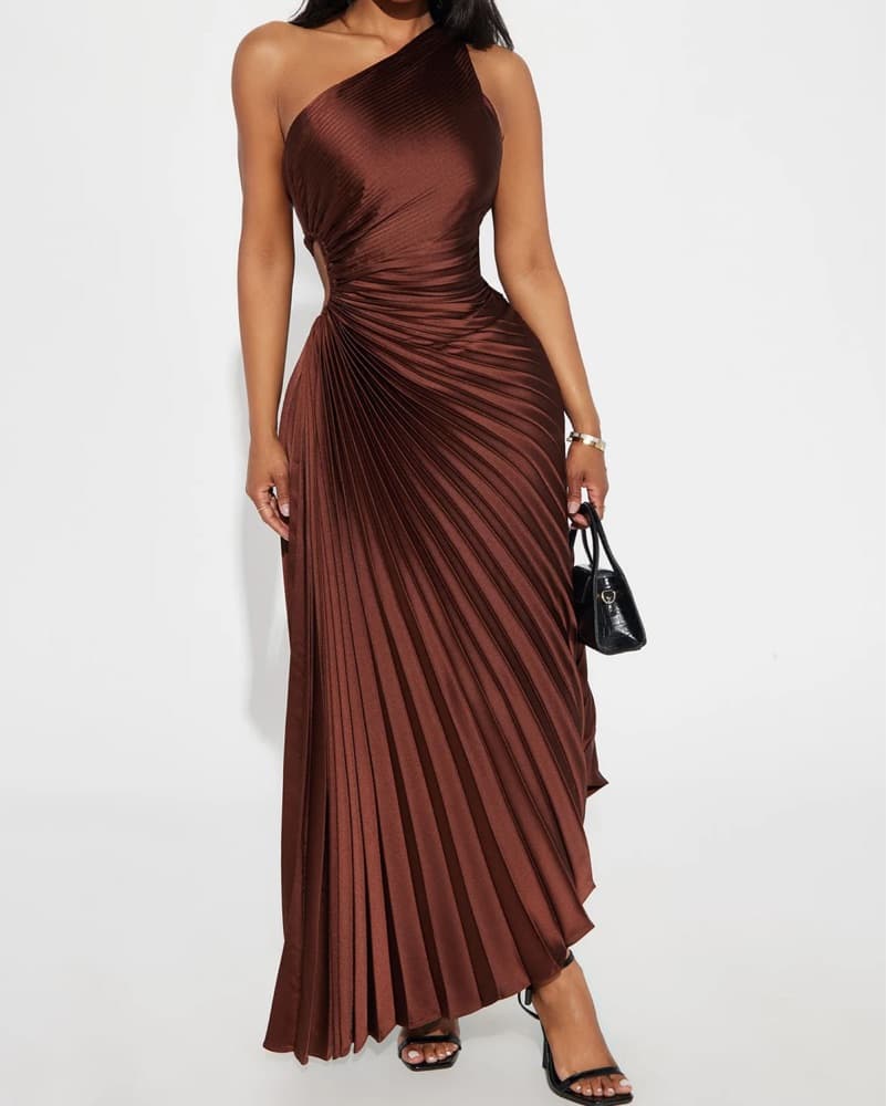 Brown One Shoulder Dress - Image 1