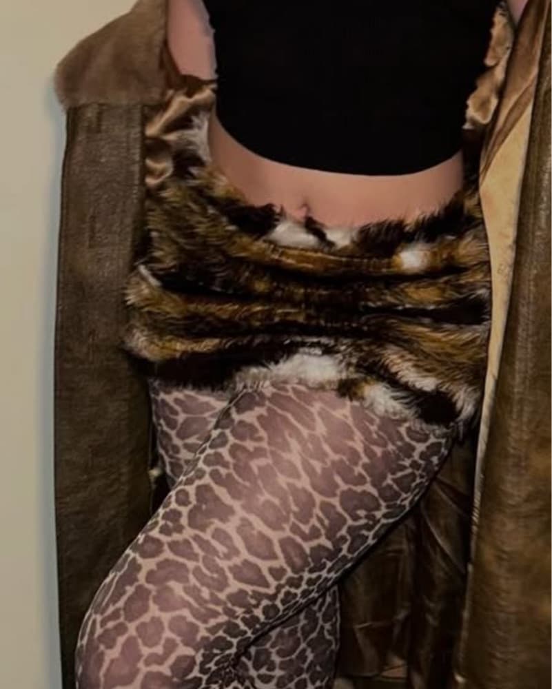 Mini Skirt & Leopord Print Tights - Image 1