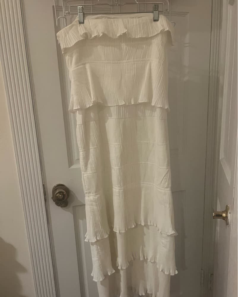 Anthropologie White Pleated Dress  - Image 3