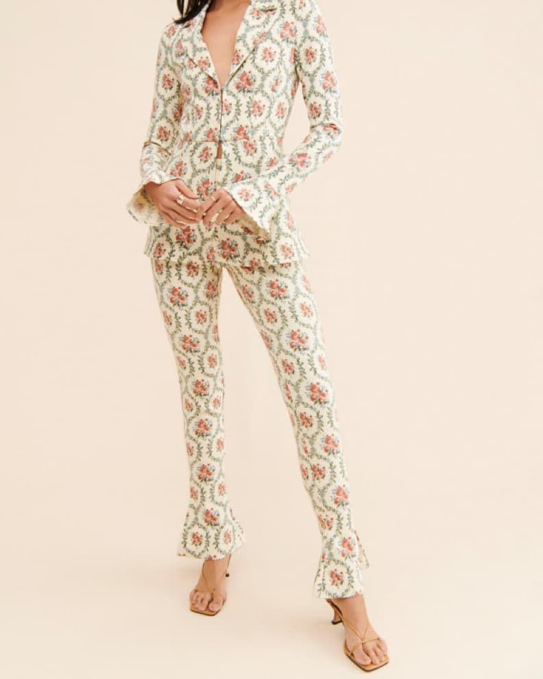 We Wore What Floral Flare Split Hem Pant - Image 1