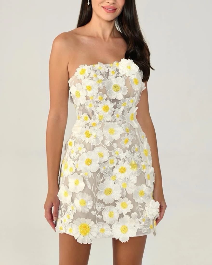 Patterned Flower Dress - Image 1