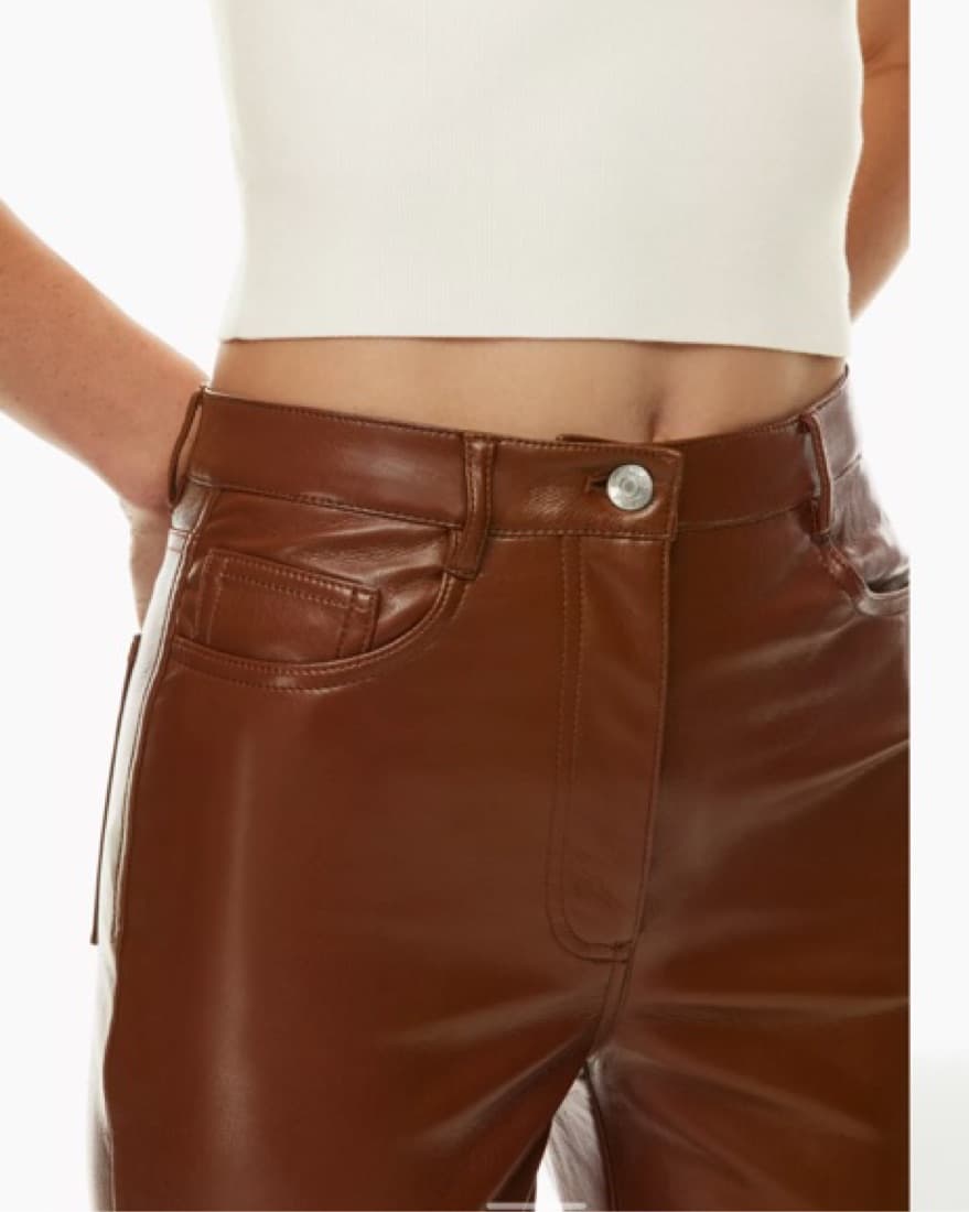 Aritzia Melina Leather Pant Brown - Image 3