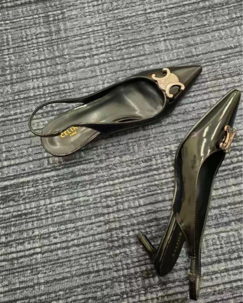 Celine Patent Black Slingback Heel - Image 3