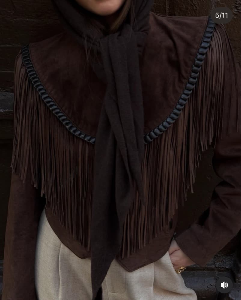 Brown Fringe Suede Jacket - Image 5