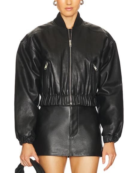 GRLFRND CROPPED LEATHER BOMBER & SKIRT  - Image 3