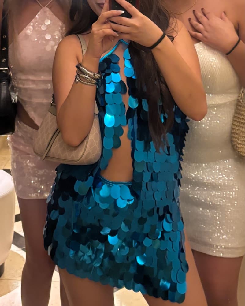 blue sequin two piece set - Image 3