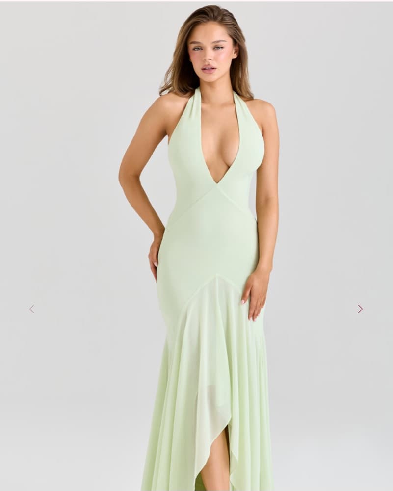 Pistachio Georgette Draped Long Maxi CB - Image 5
