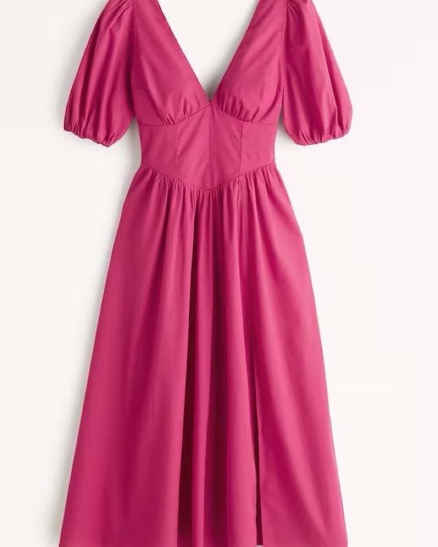 Pink Abercrombie Puff Sleeve Corset Midi - Image 1