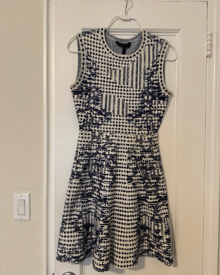 Theory Blue & White Patterned Dress - Image 2