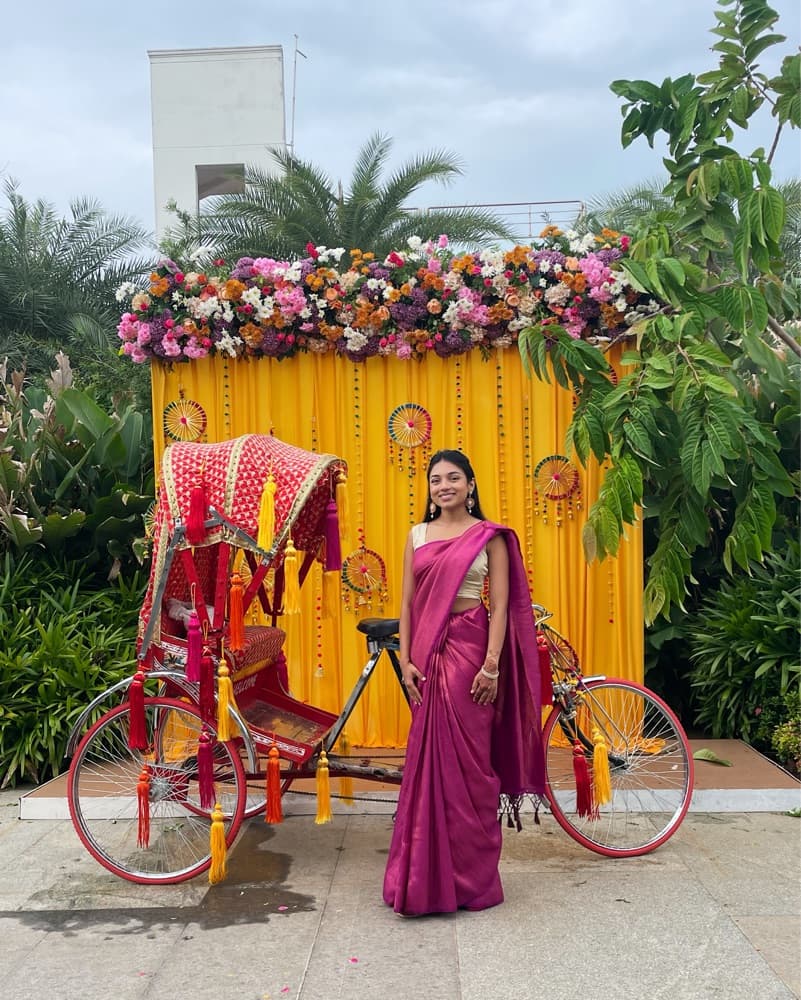Magenta Pink / Gold Silk Sari - Image 1