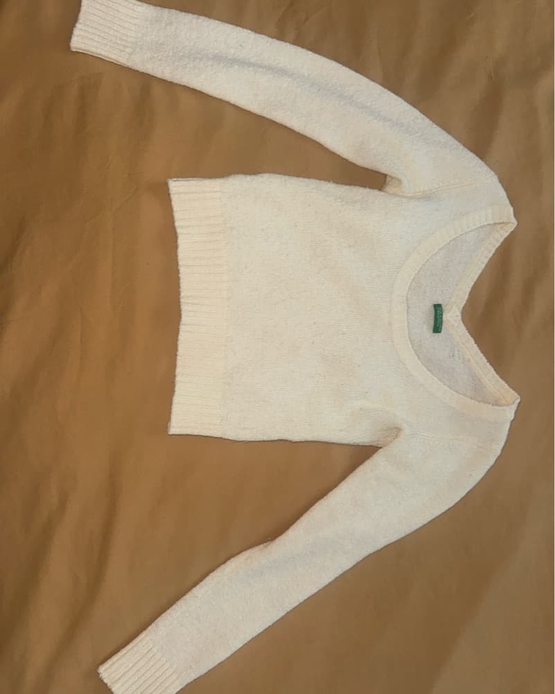 Vintage Benetton Cream Sweater - Image 1