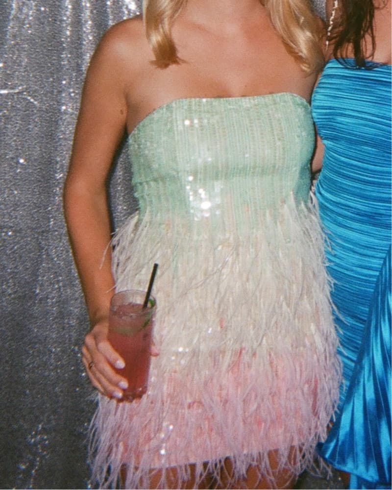 Glamorous Sequined Feather Dress - Image 4