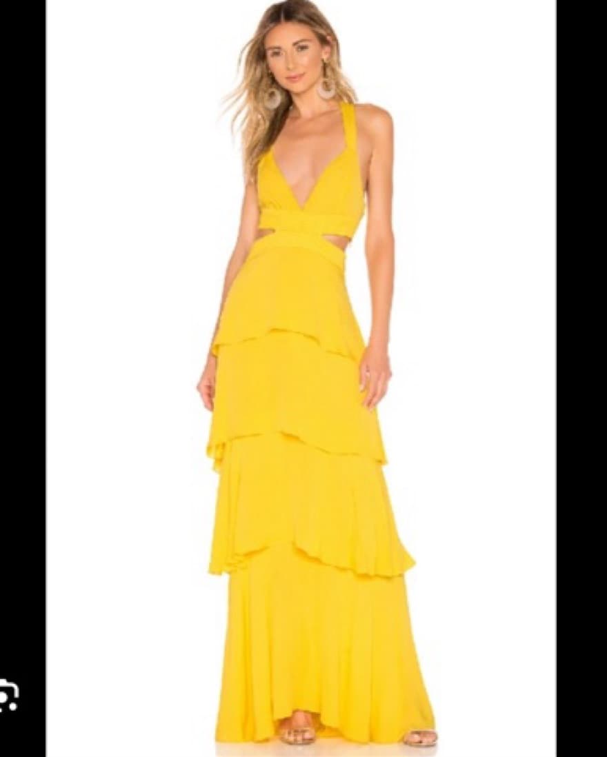 ALC Lita Silk Tiered Maxi Dress Yellow - Image 1