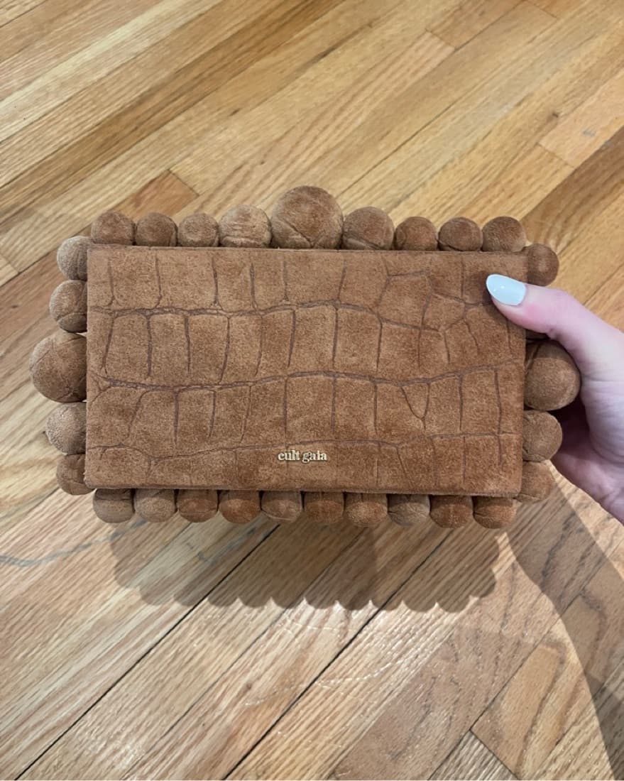 Cult Gaia Croc Embossed Suede Box Clutch - Image 2