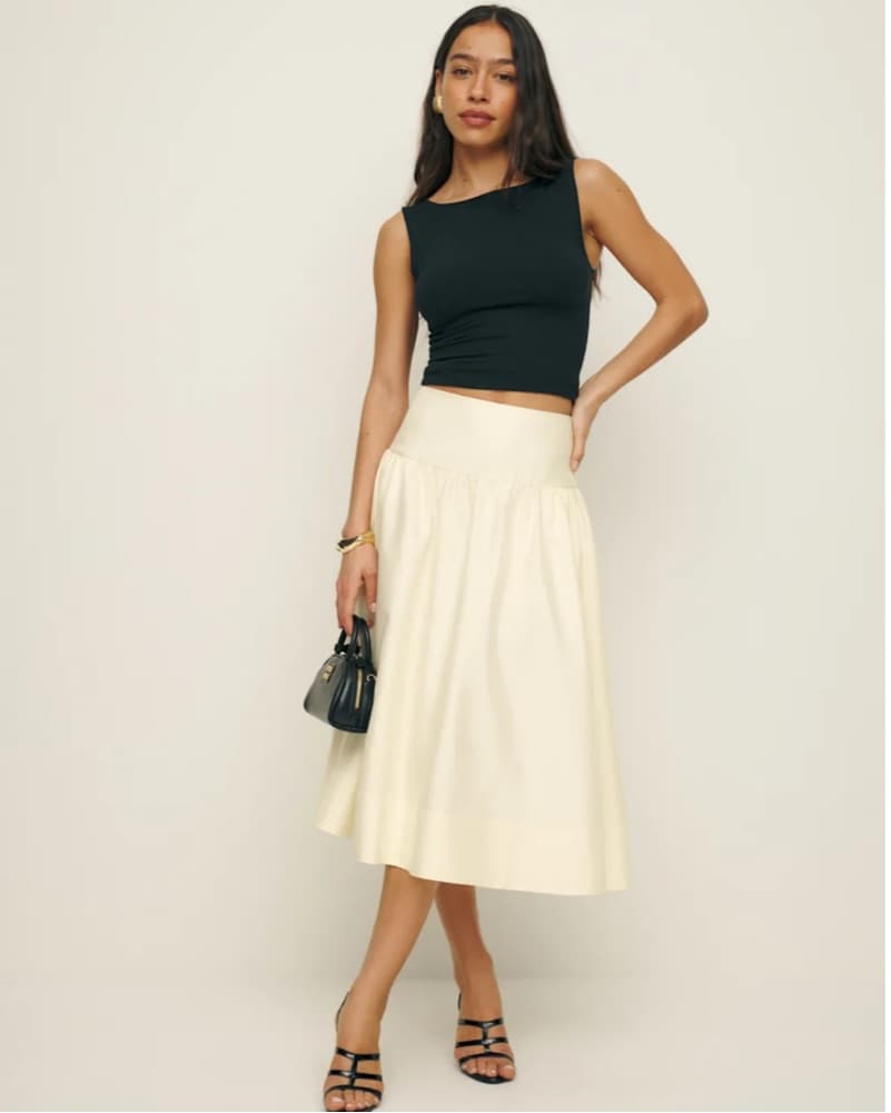 Reformation Lilly Midi Skirt Ivory sz 0 - Image 2