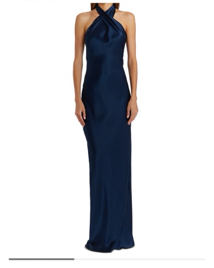 Amanda Uprichard Navy Silk Gown - Image 3