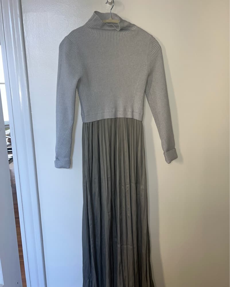 Ribbed Twofer Sweater And Pleated Skirt - Image 1