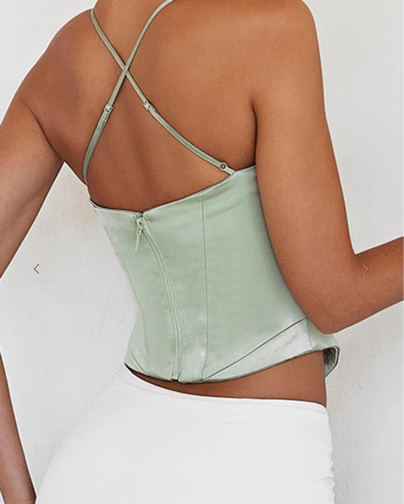 Sage Satin Corset - Image 3