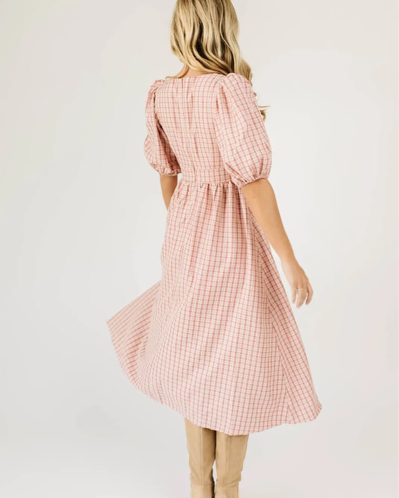 Pink Plaid Dress - Image 3