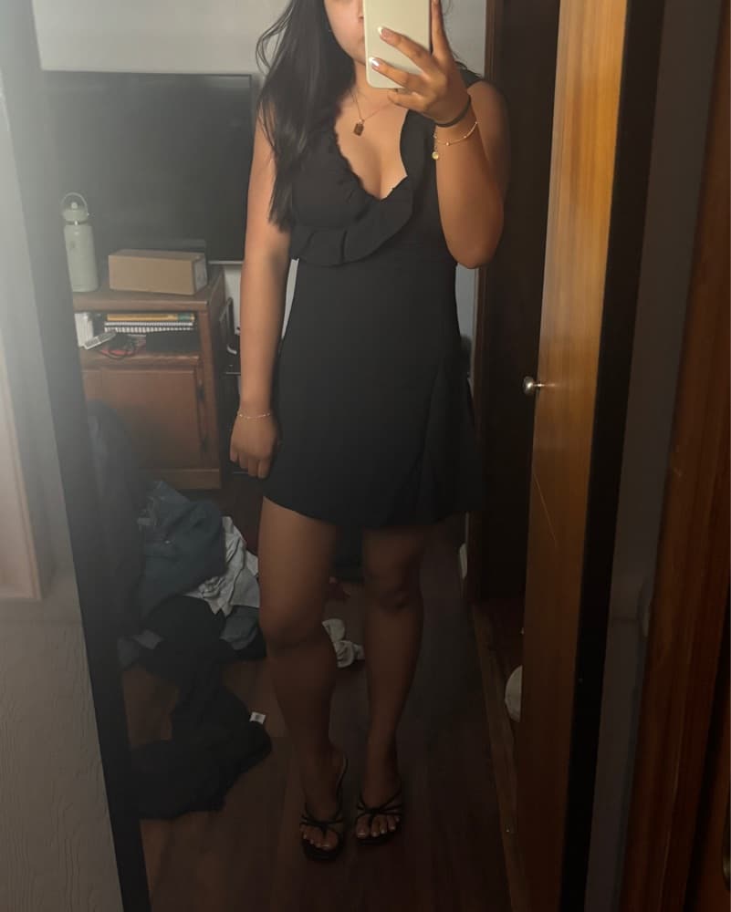 Black Ruffle Mini Dress - White Fox - Image 1