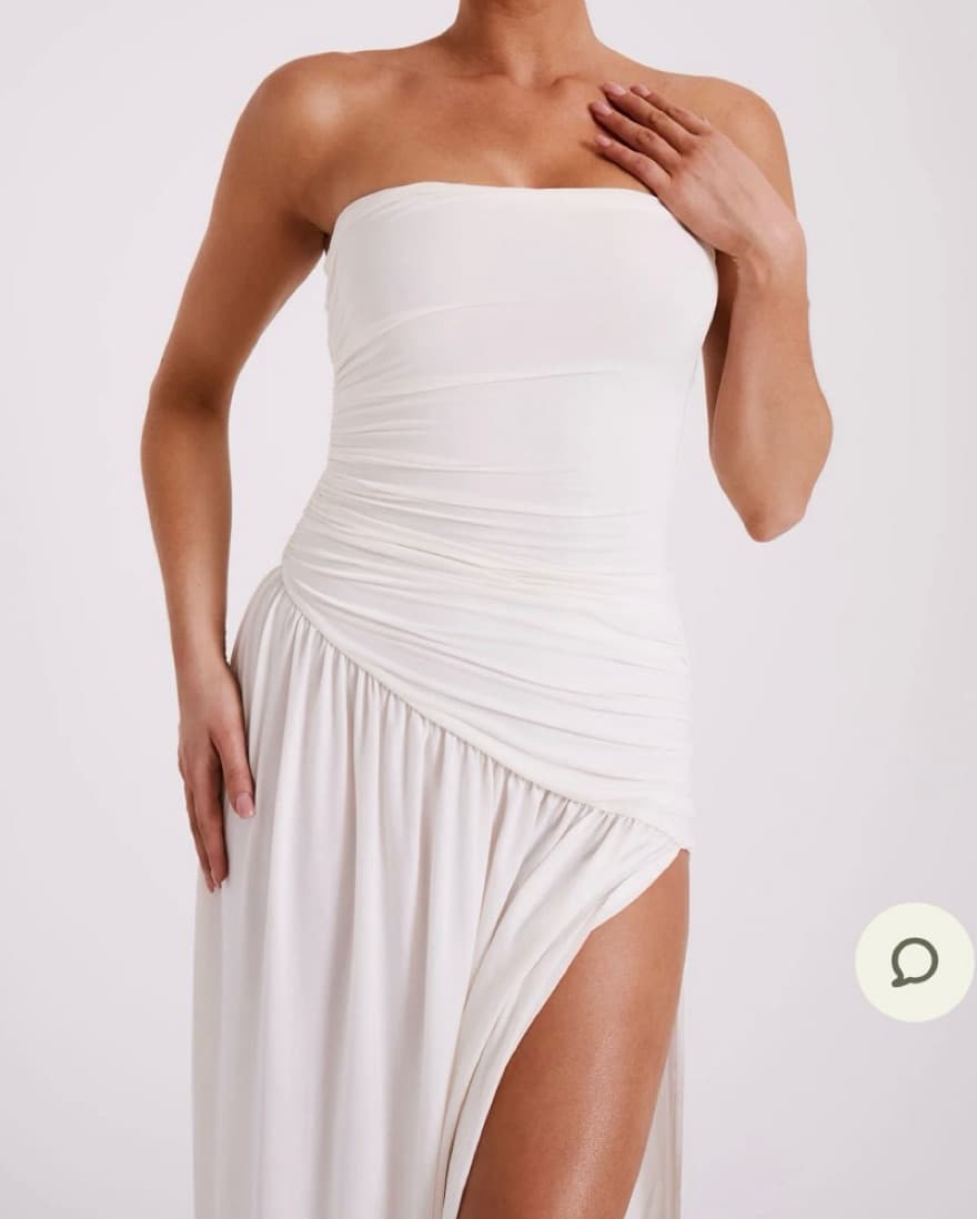 Meshki Strapple White Slit Dress - Image 2