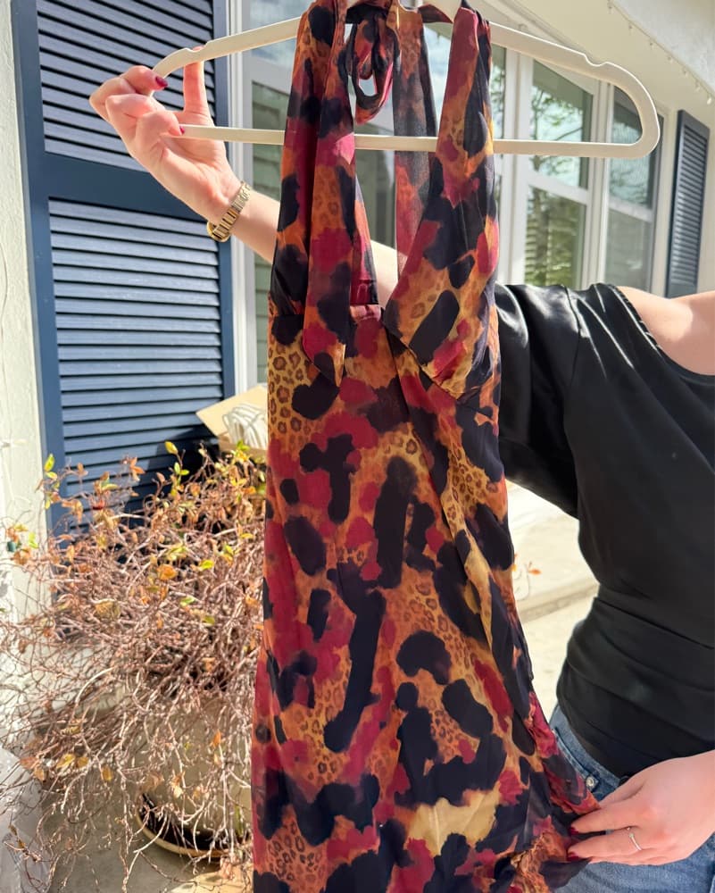 Vibrant Leopard Print Halter Dress - Image 2