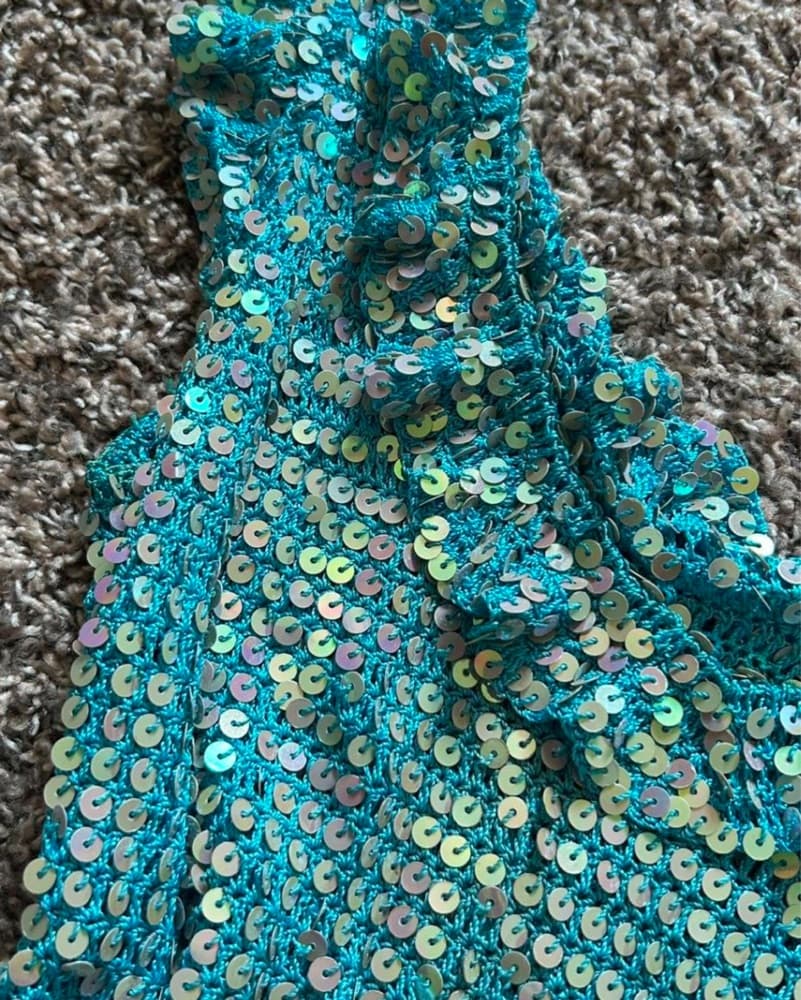Vintage Teal Sequin Top - Image 2