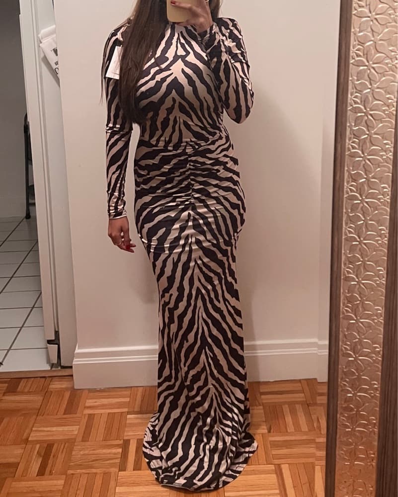 Striking Zebra Print Maxi Dress - Image 1