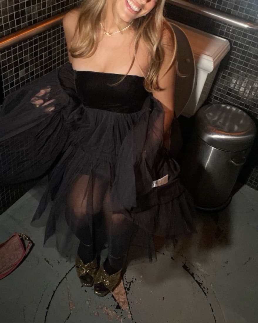 Free People Black Puff Dress - Image 3
