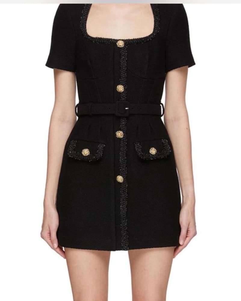 Chic Black Button-Up Belted Dress - Image 1