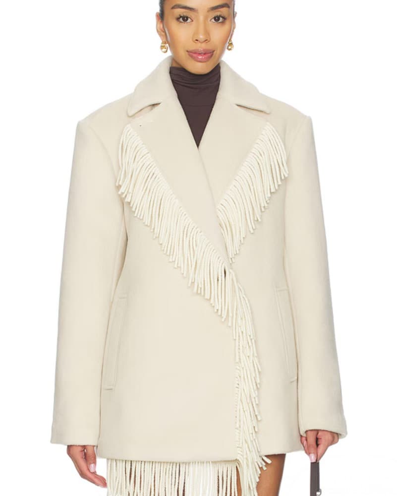 Whitney Fringe Coat In Cream  - Image 3