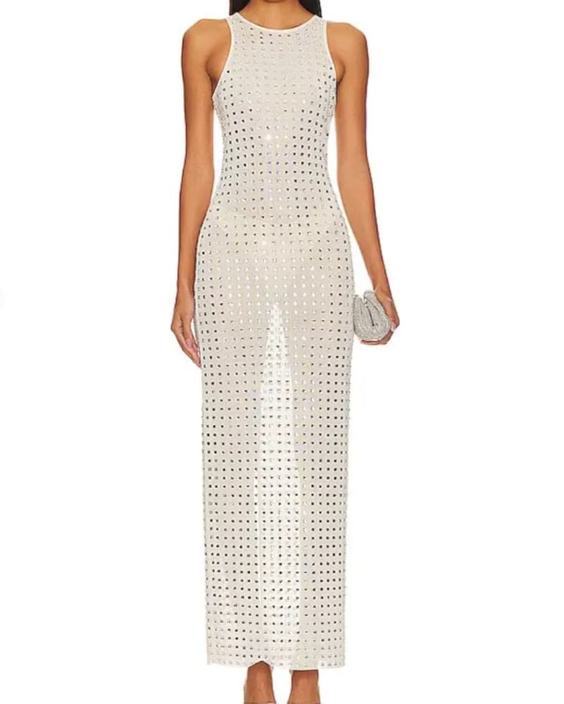Elegant Crochet Lace Maxi Dress - Image 1