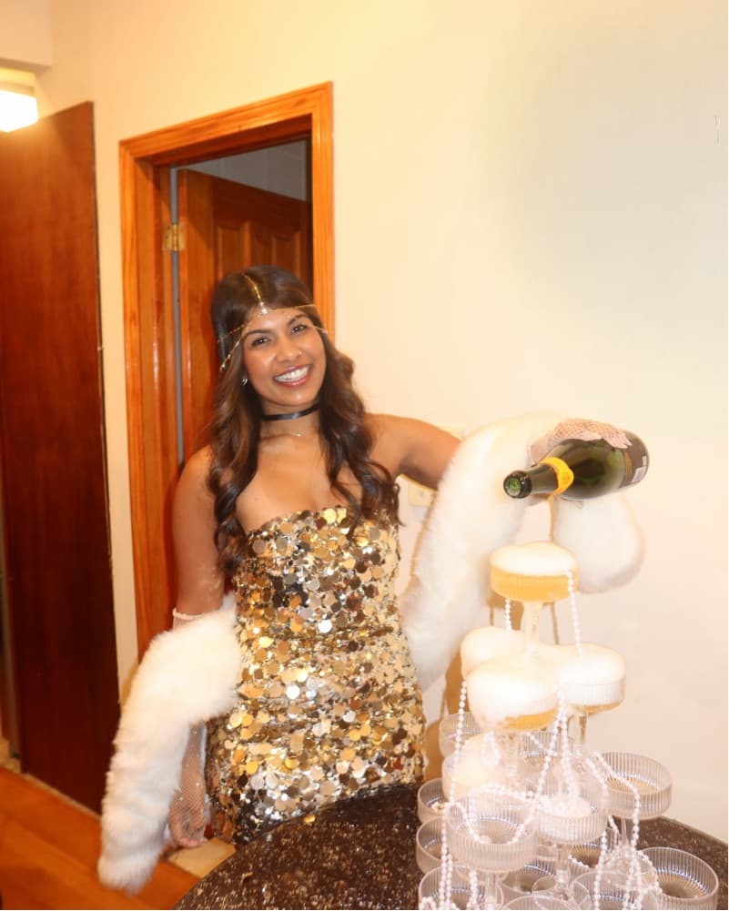 Fur Scarf, Sparkly Gloves, & Headpiece - Image 1
