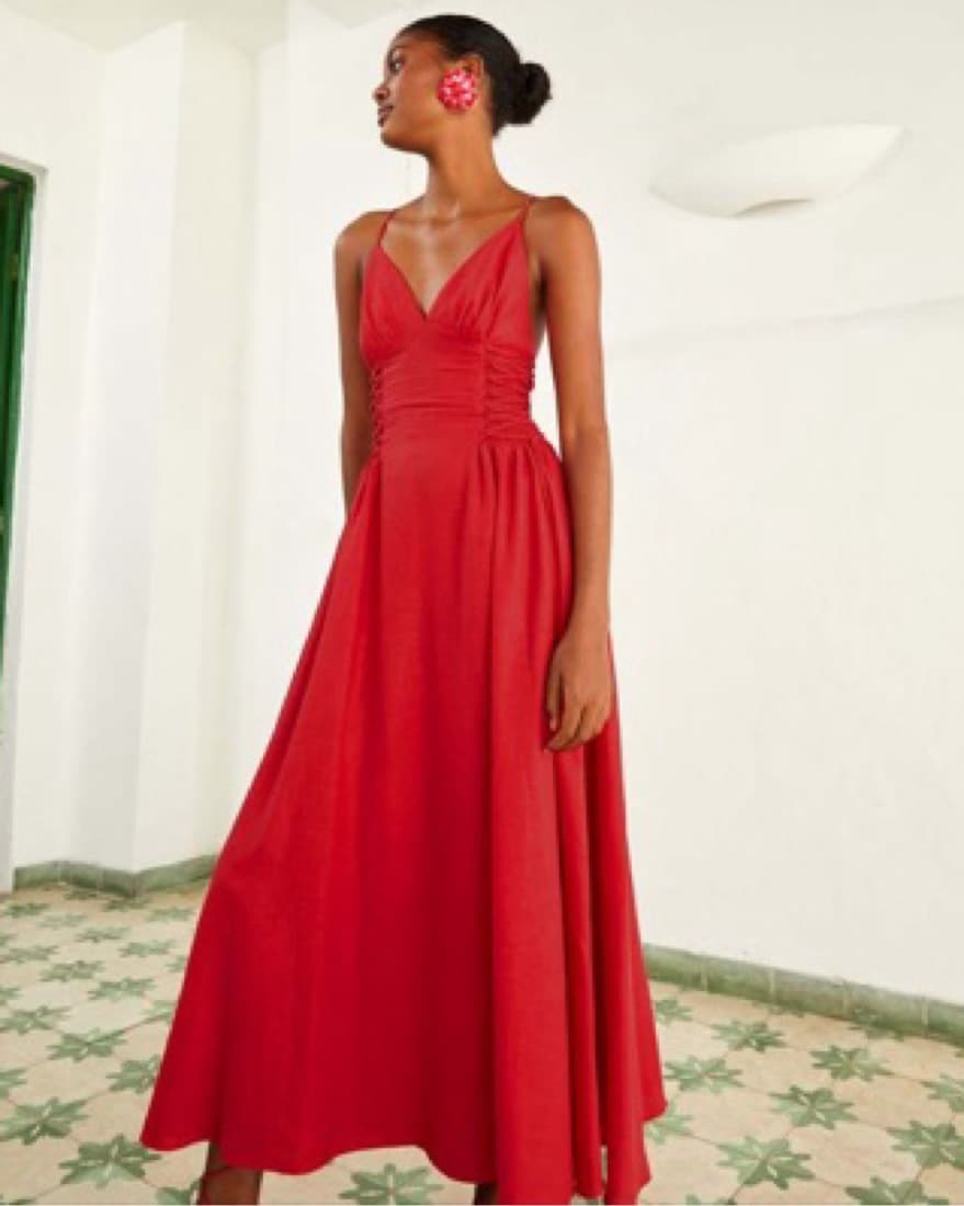 Farm Rio Red Sleeveless Midi Dress - Image 3