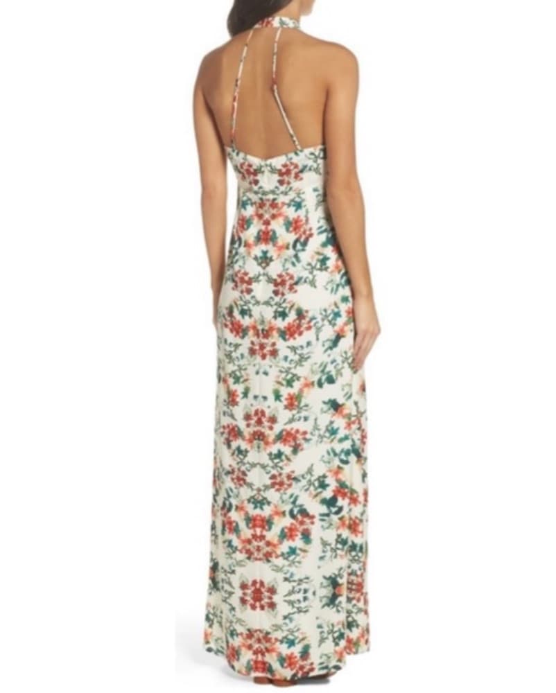 Vibrant Floral Halter Maxi Dress - Image 2