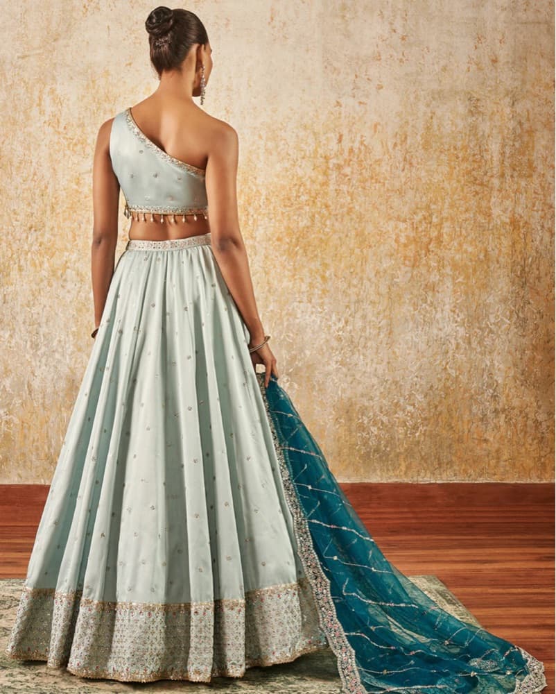 Light Turquoise Lehenga Choli - Image 4