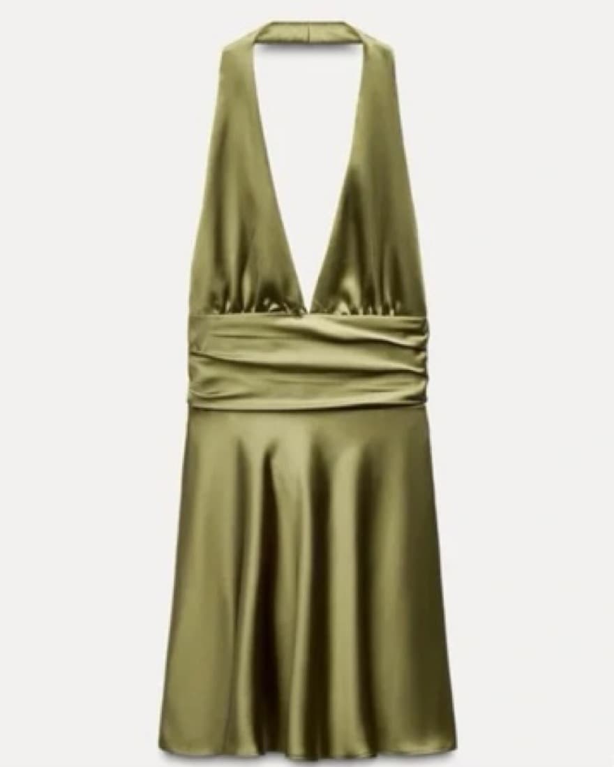 Zara Satin Halter Dress - Image 1