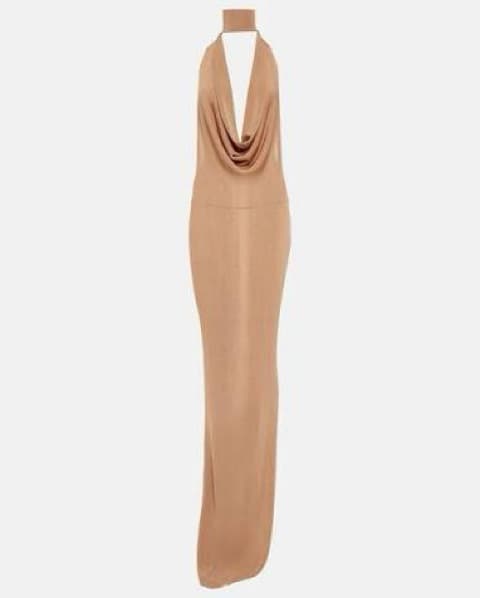 Aya Muse Edo Cowl Neck Open Back Nude  - Image 2