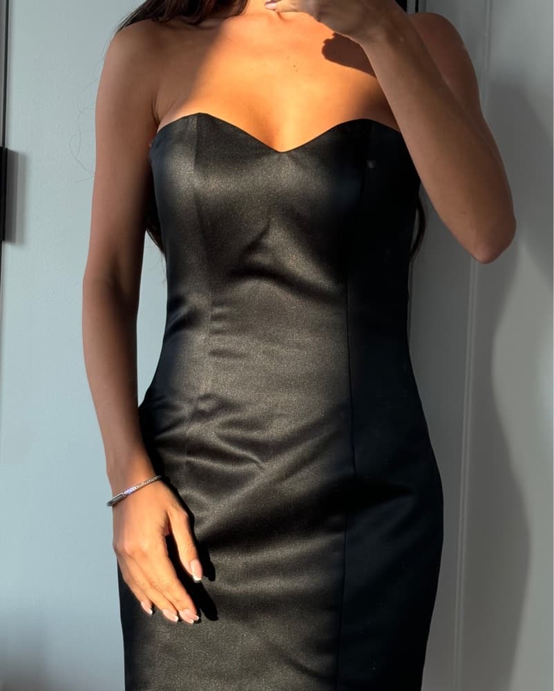  Black Satin Corset Dress - Image 5