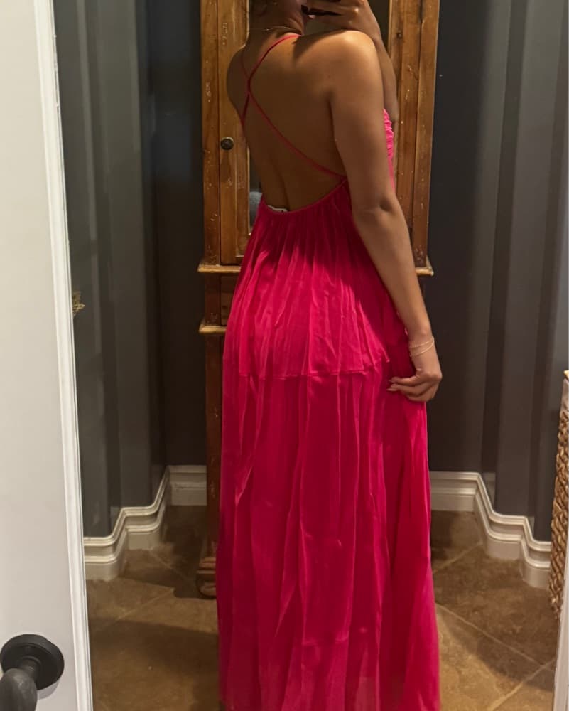 Zara Hot Pink Summer Dress - Image 3